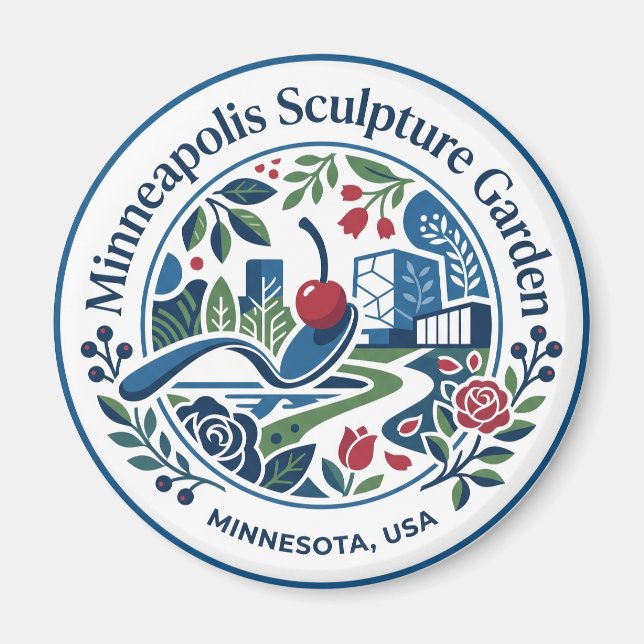 Minneapolis skulpturträdgård USA Magnet (Framsidan)