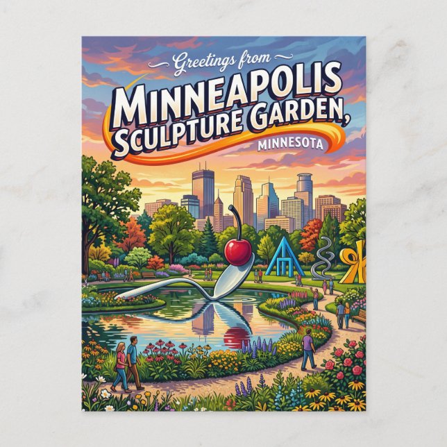 Minneapolis skulpturträdgård USA Vykort (Framsida)