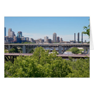 Minneapolis Skyline och Bridges Hälsningskort