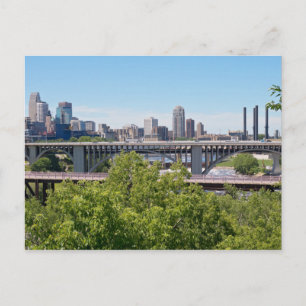 Minneapolis Skyline och Bridges Vykort