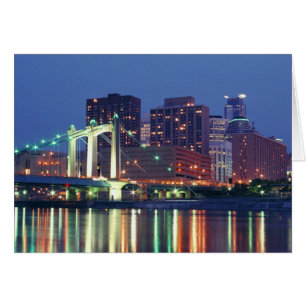 Minneapolis Skyline på natten Hälsningskort