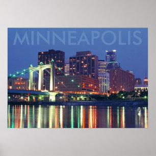 Minneapolis Skyline på natten Poster