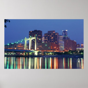 Minneapolis Skyline på natten Poster