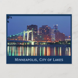 Minneapolis Skyline på natten Vykort