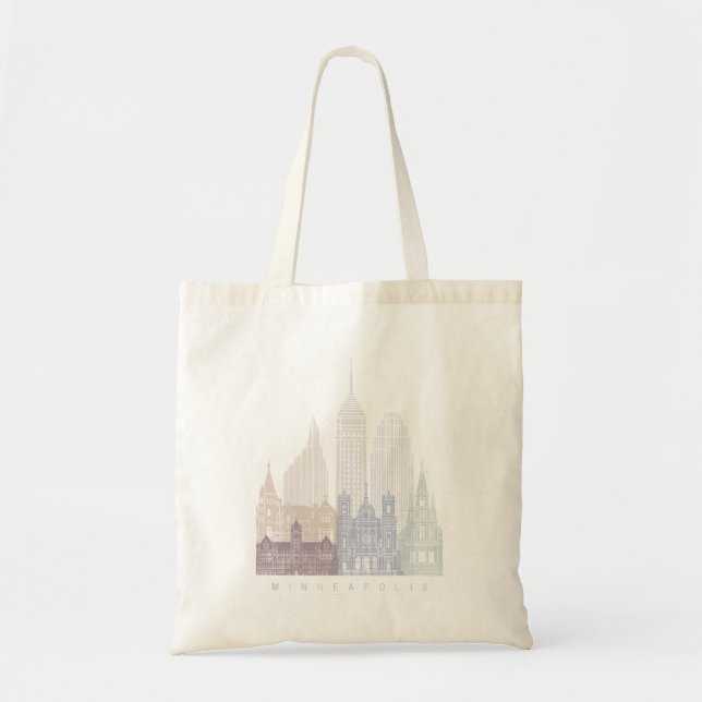 MINNEAPOLIS SKYLINE POSTER PASTEL TYGKASSE (Framsidan)