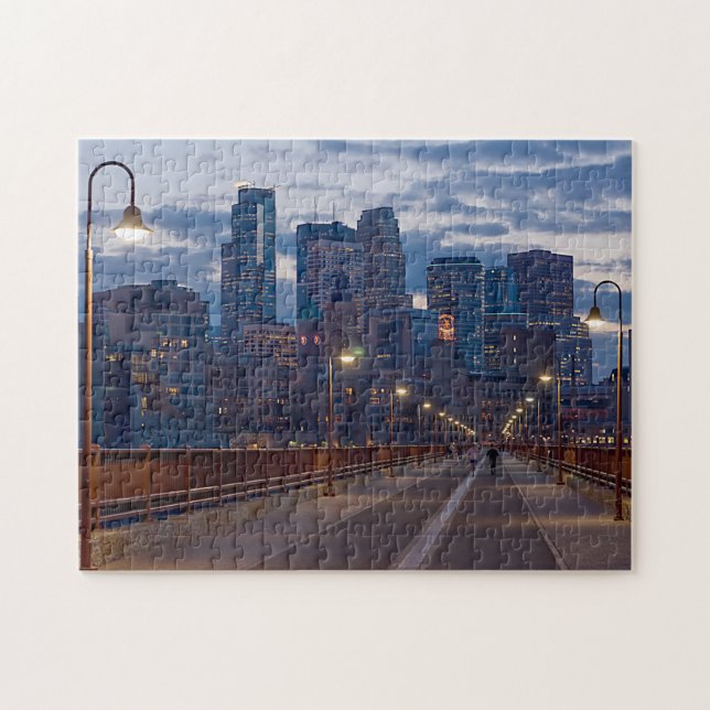 Minneapolis Skyline & Stone Arch Bridge Puzzle 2 Pussel (Horisontell)