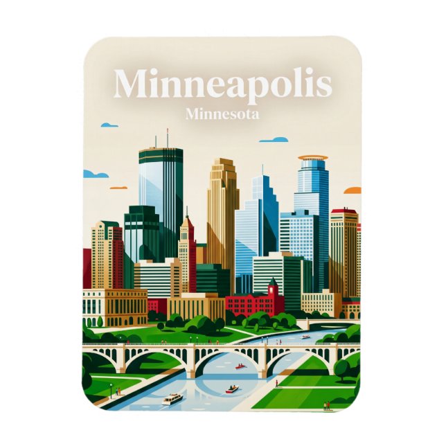 Minneapolis Skyline USA Magnet (Vertikal)