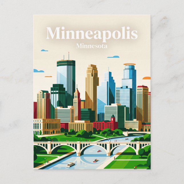 Minneapolis Skyline USA Vykort (Framsida)