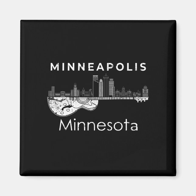 Minneapolis Souvenir Manar Minnesota Music Guitar Magnet (Framsidan)
