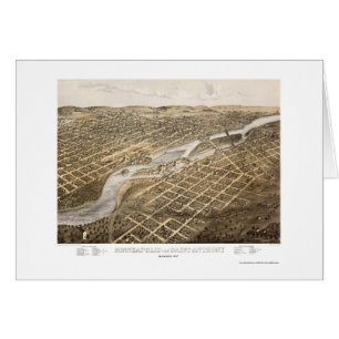 Minneapolis & St Anthony, panorama- karta för MN Hälsningskort