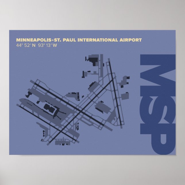 Minneapolis-St. Paul Airport (MSP) Diagram Poster (Framsidan)