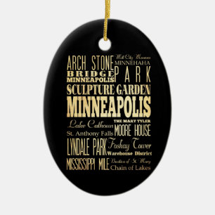 Minneapolis stad av Minnesota statlig Julgransprydnad Keramik
