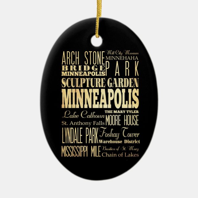 Minneapolis stad av Minnesota statlig Julgransprydnad Keramik (Framsidan)
