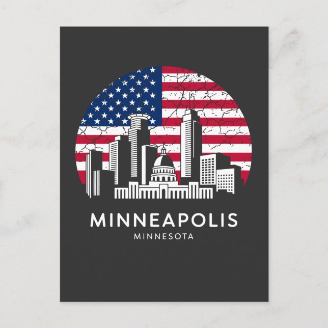 Minneapolis Stad Minnesota Flagga Vykort (Framsida)