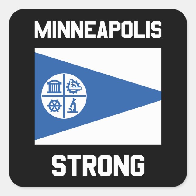 Minneapolis Stark  Fyrkantigt Klistermärke (Framsida)