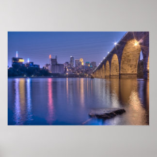Minneapolis Stone Arch Bridge på Twilight Poster