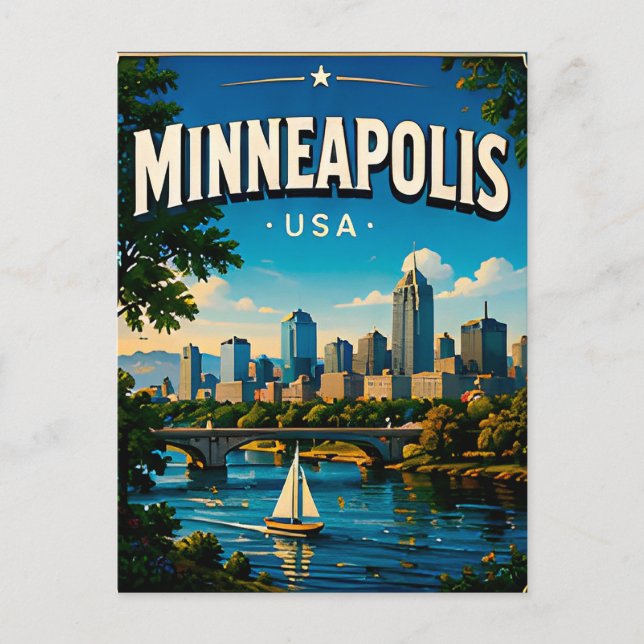 Minneapolis Stone Arch Bridge Souvenir Vykort (Framsida)