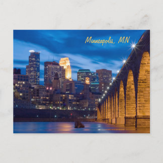 Minneapolis Stone Arch Bridge-vykort Vykort