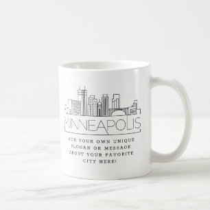 Minneapolis Stylized City Skyline Anpassningsbar Kaffemugg