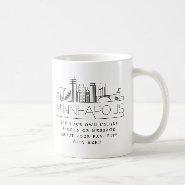 Minneapolis | Stylized City Skyline Anpassningsbar Kaffemugg (Höger)