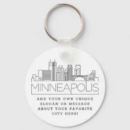 Minneapolis Stylized Skyline | Anpassningsbar Slog Nyckelring
