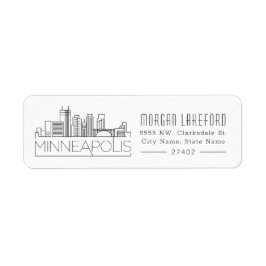 Minneapolis Stylized Skyline | Returadress Etikett