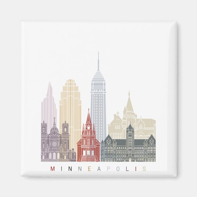 Minneapolis V2 skyline poster Magnet (Framsidan)