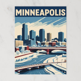 Minneapolis Winter Cityscape Vykort