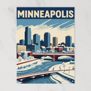 Minneapolis Winter Cityscape Vykort