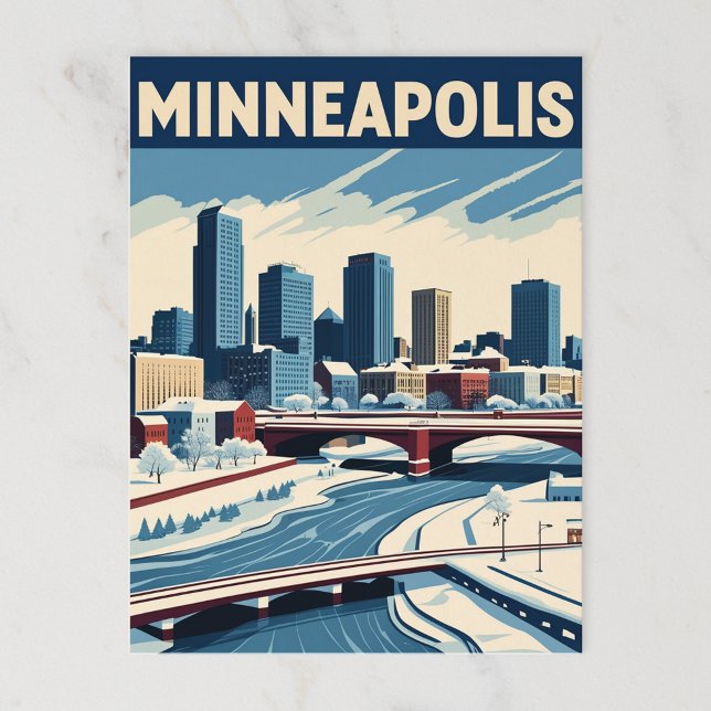 Minneapolis Winter Cityscape Vykort (Skapare uppladdad)
