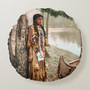 Minnehaha 1897 Årgångs Native American Hiawatha Rund Kudde