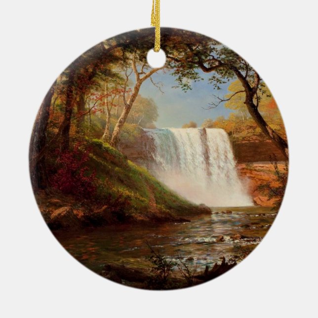 Minnehaha Falls, bra konst av Albert Bierstadt, Julgransprydnad Keramik (Baksidan)