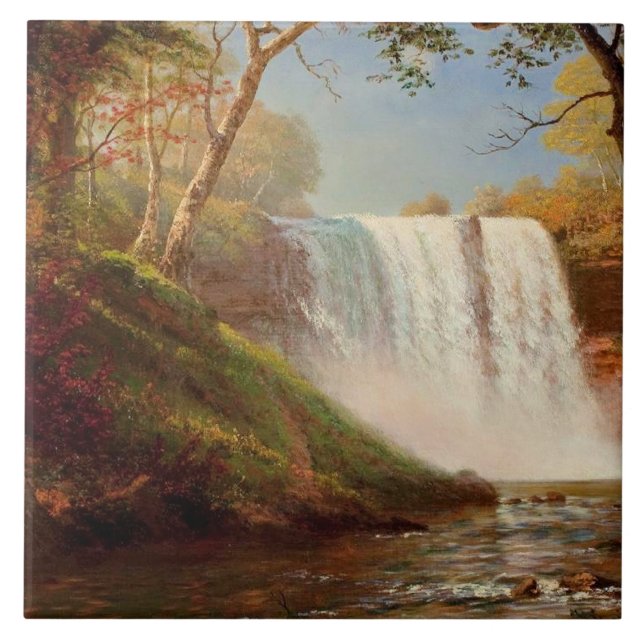 Minnehaha Falls, bra konst av Albert Bierstadt Kakelplatta (Framsidan)