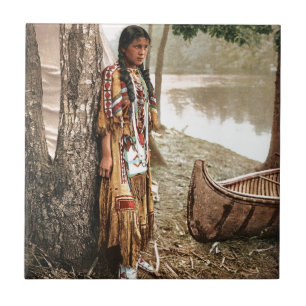 Minnehaha indianHiawatha vintage 1897 Kakelplatta