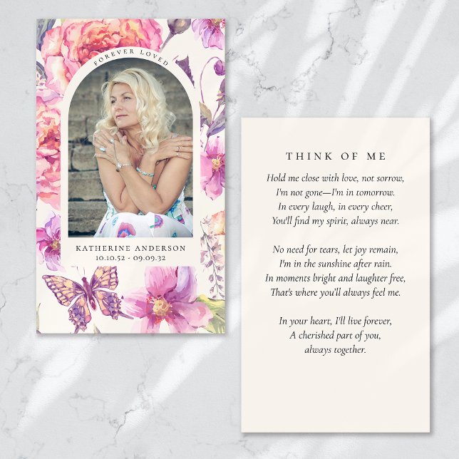 Minnekort för Foreved Loved Butterfly Blommigt Visitkort (Skapare uppladdad)