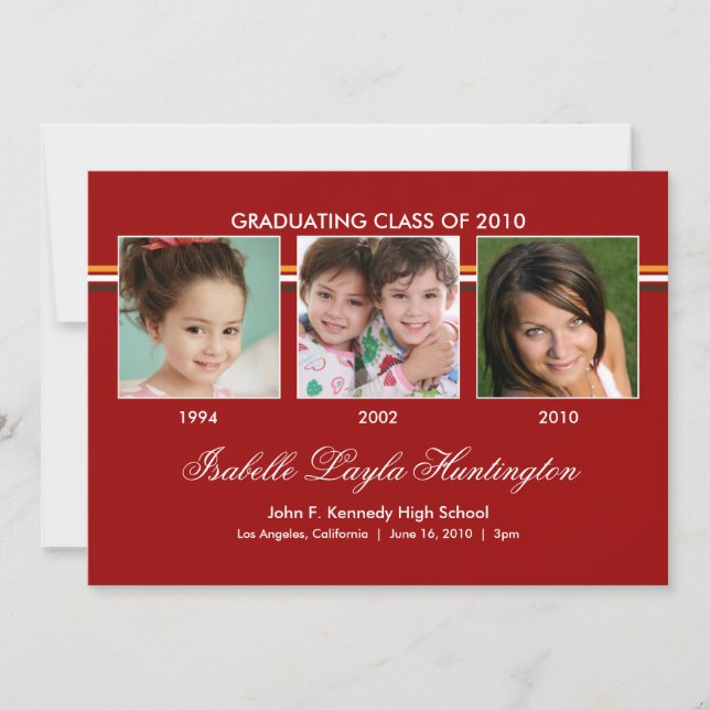 Minnen 3 Foto Studenten-meddelande Inbjudningar (Framsida)