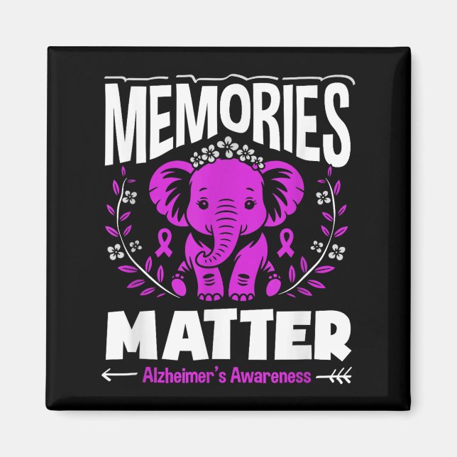 Minnen alzheimers medvetenhet stöd elefant  magnet (Framsidan)