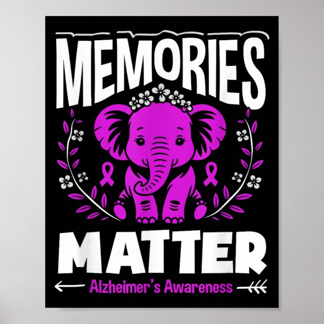 Minnen alzheimers medvetenhet stöd elefant  poster (Framsidan)