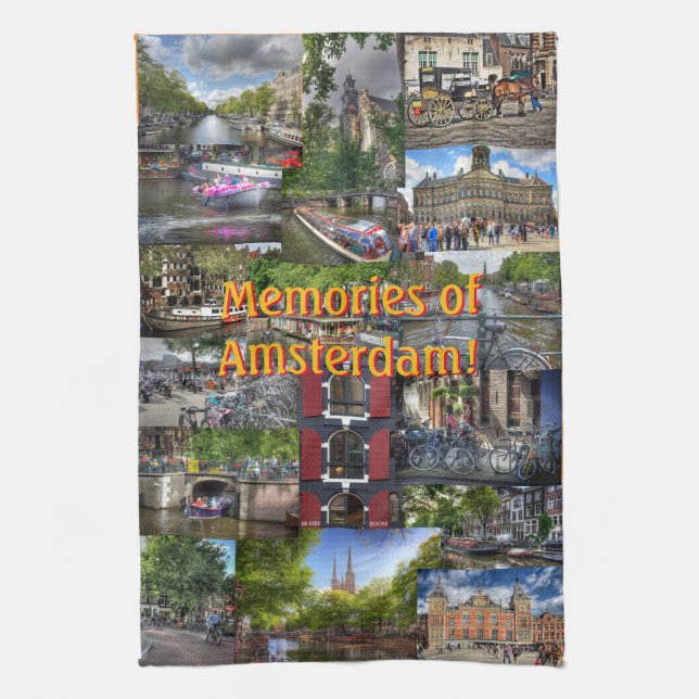 Minnen av Amsterdam fotoCollage Kökshandduk (Vertikal)