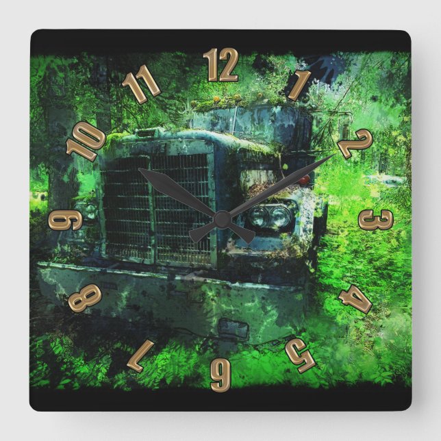 Minnen av en vägglås för godstrafik Lastbil Fyrkantig Klocka (Framsida)