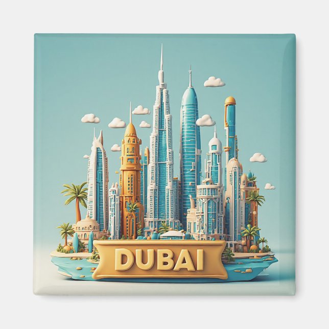 🧲 Minnen från Dubai-resan att förvara 🌴 Magnet (Framsidan)