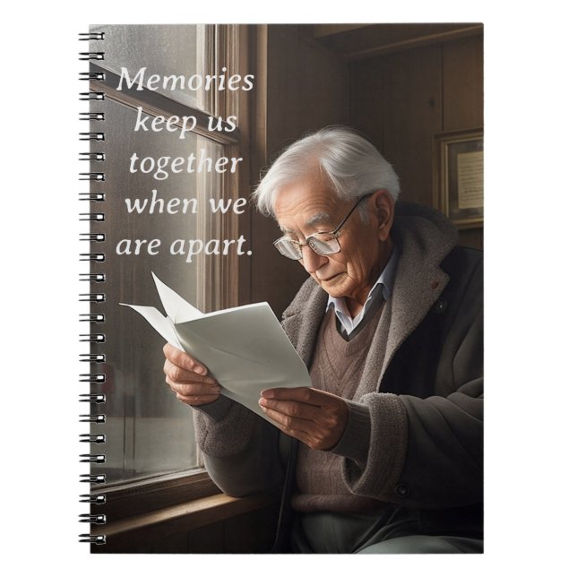 Minnen håller oss samman när vi är åtskilda anteckningsbok (Framsidan)