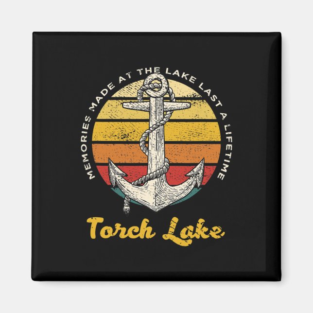 Minnen vid Torch Lake varar livet ut campingtur Magnet (Framsidan)