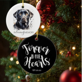 minnes- akvarell svart labrador prydnadsföremål julgransprydnad keramik