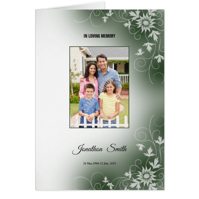 Minnes- begravnings- programmall hälsningskort (Framsidan)