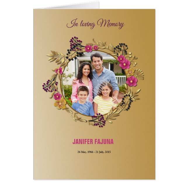 Minnes- begravnings- programmall hälsningskort (Framsidan)