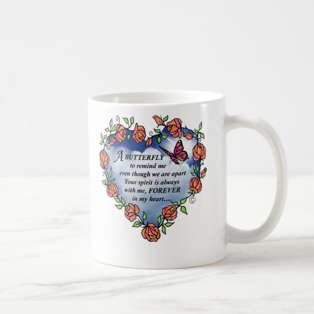 Minnes- fjärilsdikt kaffemugg (Höger)