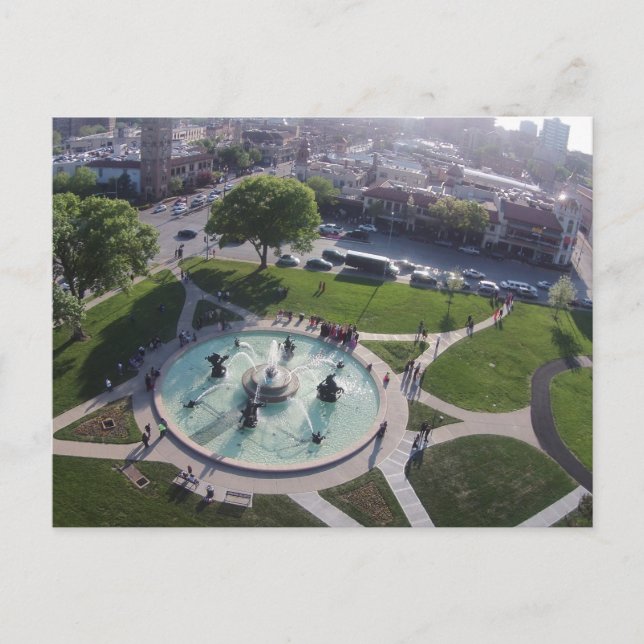 Minnes- fontän Kansas City för JC Nichols Vykort (Framsida)