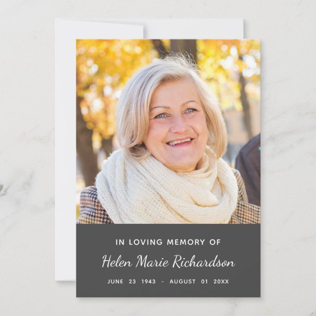 Minnes- fotobeklagandesympati tackar dig tack kort (Framsida)