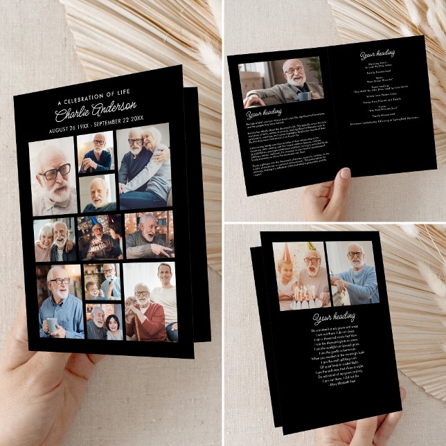 Minnes/Funeral Vikta 14-Foto Collage Modern Program (Skapare uppladdad)